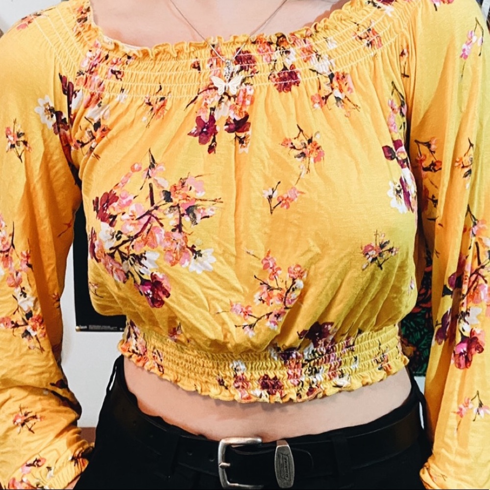 Yellow Floral Crop Top